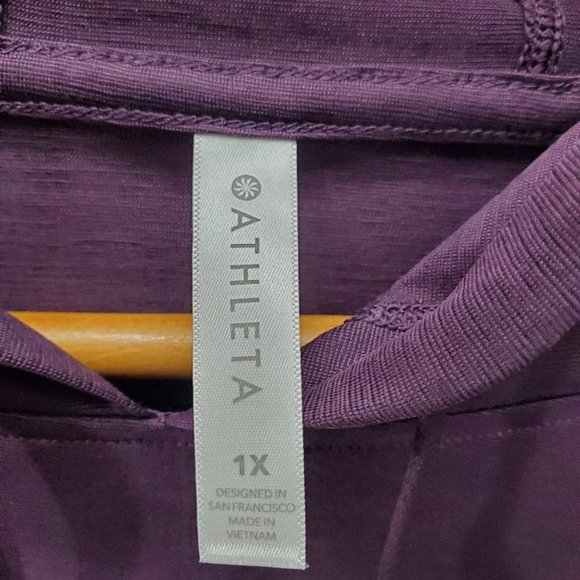 Athleta Vapor Hooded Top Womens 1x Purple Short Sleeve Lightweight Cropped - Picture 4 of 9